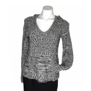 ROXY Pullover Hoodie Sweater Marled Black White Size Medium